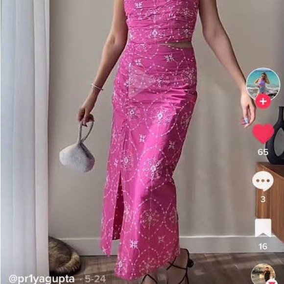 Zara Pink Cutwork Embroidered Skirt - Picture 4 of 5